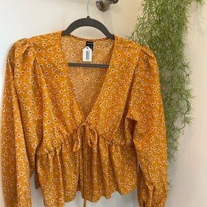 SHEIN Mustard Floral Blouse